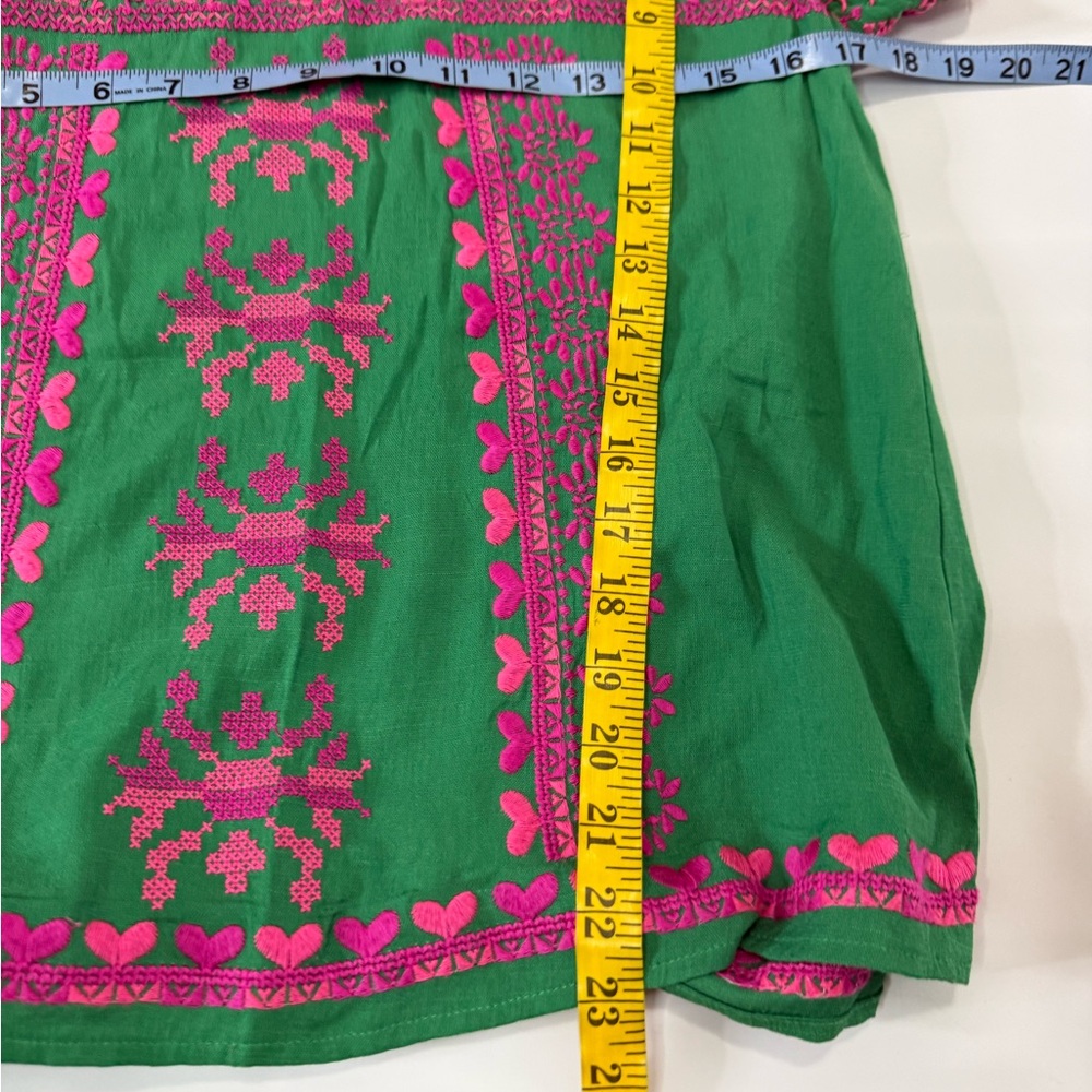 THML Embroidered Flutter-Sleeve Top in Green & Pink in size medium - Picture 9 of 10